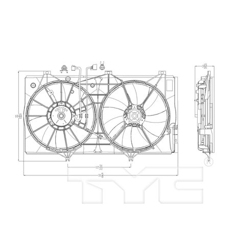 Tyc Products TYC DUAL RADIATOR AND CONDENSER FAN ASSE 622050